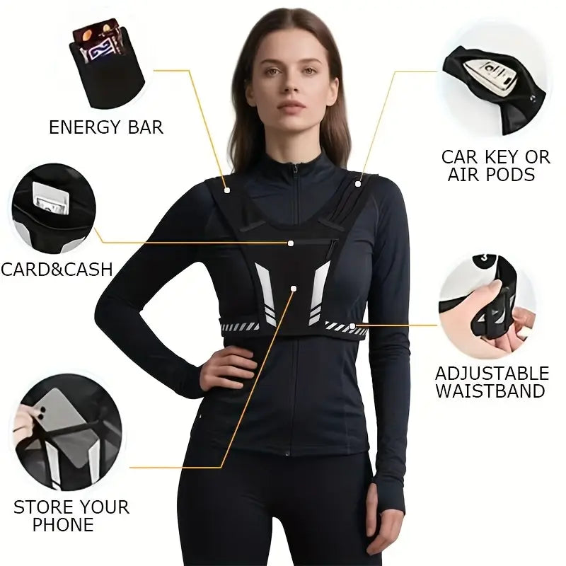 BESTSELGER! VIVOFEEL løpevest med refleks og mobillomme