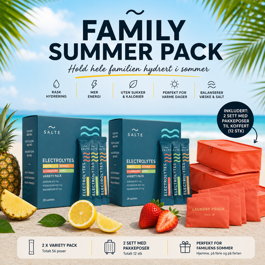 2x SALTE – Elektrolytter – Variety Pack + 2x pakkesett til koffert