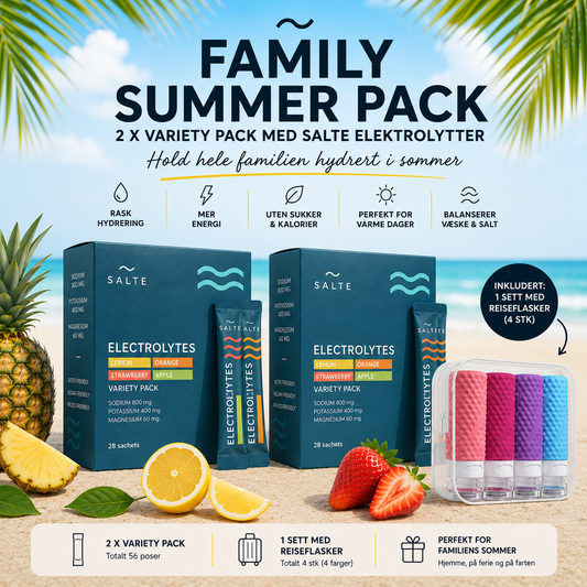 2x SALTE – Elektrolytter – Variety Pack + 4 stk reiseflasker