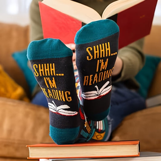 Shhh … jeg leser! – morsomme sokker for bokelskere